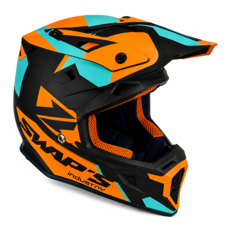 CASQUE SWAP'S BLUR S818 ORANGE & BLEU TURQUOISE - Rider's34