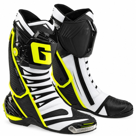 Bottes moto Racing Gaerne GP1 Evo blanc / jaune fluo - Rider's 34