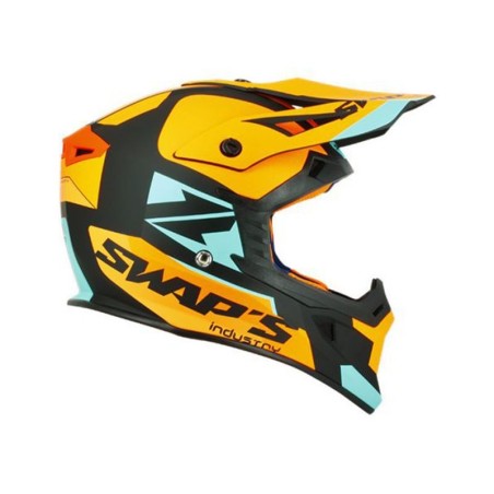 CASQUE SWAP'S BLUR S818 ORANGE & BLEU TURQUOISE - Rider's34