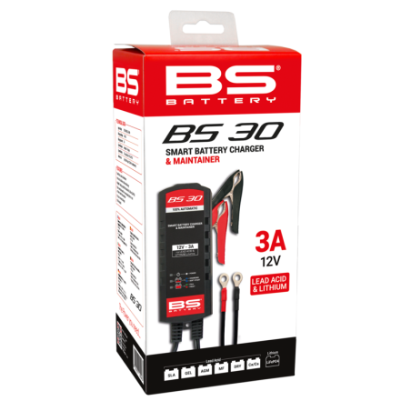 CHARGEUR DE BATTERIE ACIDE & LITHIUM BS BATTERY BS30 - 12V 3A - Rider's34